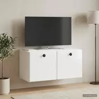 Sieninė TV spintelė 59,5 x 31 x 30 cm Itin blizgi balta