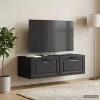 Sieninė TV spintelė Juoda 98 x 41 x 30 cm Apdirbta mediena