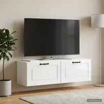 Sieninė TV spintelė Itin blizgi balta 98 x 31 x 30 cm