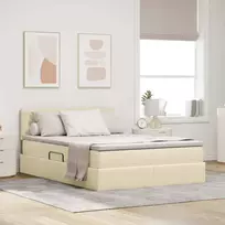 Lova su daiktų laikymo vieta ir čiužiniu Kremas 140 x 190 cm
