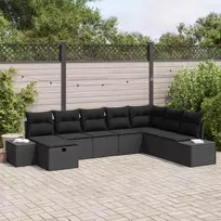 Sodo Sofų Rinkinys su pagalve 8 pcs Juoda Poli ratanas