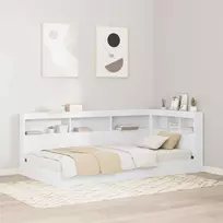 Knygų spinta lova Balta 90 x 190 cm Apdirbta mediena