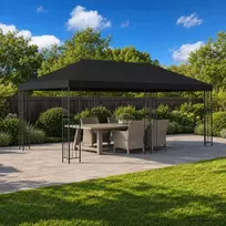 Paviljonas su šoninėmis sienelėmis 6 x 3 m Juoda