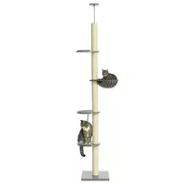 Kačių draskyklė su hamaku, reguliuojamo aukščio 230-250 cm, pilka