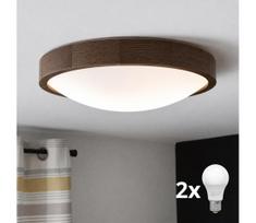 Brilagi - LED lubinis šviestuvas CARVALHO SLIM 2xE27/15W/230V, ąžuolo riešuto apdaila, skersmuo 37 cm