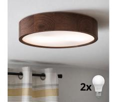 Brilagi - LED lubinis šviestuvas CARVALHO 2xE27/15W/230V ąžuolas/riešutas, skersmuo 37 cm