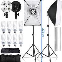 Softbox apšvietimo rinkinys 235 cm, softbox šviesa 2 vnt./komplektas, studijinis apšvietimo rinkinys, softboksų rinkinys, softbox lempos komplektas, studijinės šviesos rinkinys