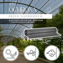 Šviesiai antracito šešėliavimo tinklas Springos® 140 g/m², 1,5 x 50 m, su 200 tvirtinimo dirželių