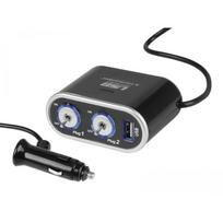 Cigarečių degiklio skirstytuvas CARMOTION USB 1000ma 12/24V With Switches