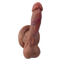 Realistinis XL silikoninis dildo su stipria prisitvirtinimo pagalvele ir 45° pasvyrimu