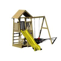 Medinė žaidimų aikštelė vaikams su sūpynėmis Wendi Toys J7, 300x270x270 cm