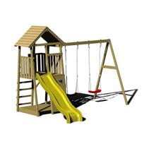 Vaikų medinė žaidimų aikštelė su čiuožykla ir sūpynėmis, Wendi Toys J5, 300 x 340 x 270 cm