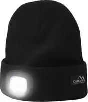 Cattara Juoda kepurė su LED žibintuvėliu ir USB įkrovimu