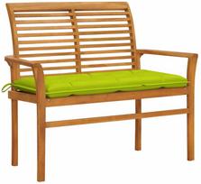 Sodo suoliukas su šviesiai žalia pagalvėle, 112cm, tikmedis