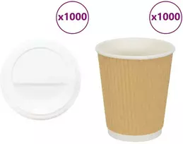 popieriniai kavos puodeliai su dangteliais 1000 vnt 8oz 200ml