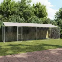 Šuo narvas su stogu Sidabrinė 800 x 200 x 256 cm Plienas ir PE