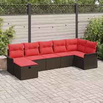 Lauko baldų komplektas Sodo Sofų Rinkinys su pagalve 7 pcs Ruda Poli ratanas