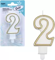 Ravi Decor Party Deco gimtadienio žvakė numeris 2 auksinė 7.5 x 1.5 x 14 (62065)