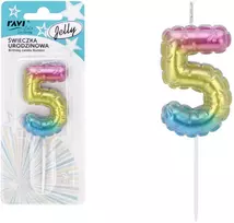 Gimtadienio žvakutė Jelly 5, 6.5 x 1 x 16, 72029, RAVI Decor