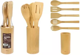 Bambukinių virtuvės įrankių rinkinys, 6 vnt., 7 x 7 x 32, 71892, RAVI Decor