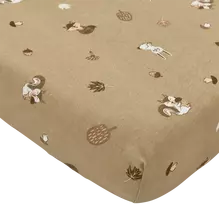 Meyco Baby medvilninė paklodė su guma 60 × 120 cm, Forest Animals Sand