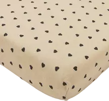 Meyco Baby medvilninė paklodė su guma 60 × 120 cm, Sweet Heart Soft Sand/Juodas