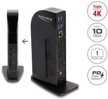Delock USB Type-C™ trigubo ekrano prijungimo stotelė su DisplayLink® 4K / USB šakotuvas / LAN / SD / garsas / PD 96 W