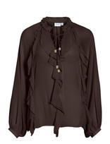 Vila - Vitiro V-Neck L/S Flounce Top/Bfs - Marškinėliai ilgomis rankovėmis - Ruda