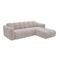 Kreminės spalvos sulankstoma kampinė sofa iš šenilinio audinio (su dešiniuoju kampu) Michell – Miuform