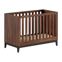 Tamsios natūralios spalvos vaikiška lovelė iš riešutmedžio reguliuojamas aukštis 60x120 cm Ilyas – Vipack
