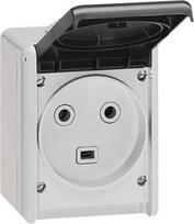 Socket outlet Plexo IP44 - 32 A - 2P+E - 230 V - surface mounting - grey 055872 | 3245060558727