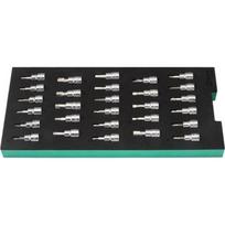 Padėklas. Galvučių su antgaliais rinkinys 3/8" (pl./PH/PZ/HEX/torx) 28vnt.