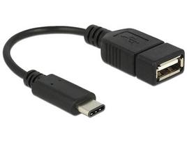 Delock USB 2.0 Adapter, USB-C Male to USB-A Female (black, 15cm)