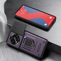KEYSION Shockproof Case for Oneplus 13 5G Soft Silicone+PC Slide Camera Lens Protection Ring Stand Phone Cover for OnePlus 13 5G for OnePlus 13 violetinė