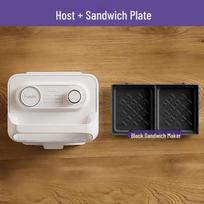 Frunuts Multi-functional Breakfast Maker: Double-plate Sandwich, Waffle, Egg Roll & Sausage Grill Timer Machine Independent handle with dual plate design