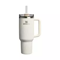Stanley Thermos mug with straw The Quencher H2.0 Fluted Tumbler 1.18L in glossy cream color