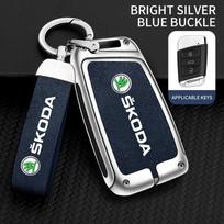 zfjms4 Fashion Alloy 3 Buttons Car Remote Key Case Protector Cover Leather Shell Fob Holder for Skoda Superb A7 Kodiaq Auto Accessories
