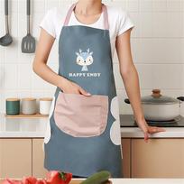Apron, Household Kitchen Waterproof And Oil-Proof, Unisex Work Uniform, Fabric Cartoon Print, Japanese And Korean Style Fashion Waist Apron