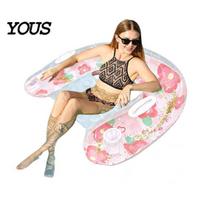 Pool Float with Cup Holder U-shaped Inflatable for Adults, Blow-Up Floating Lounge Chair Foldable Drink Holder, Swimming Party Beach Lake Essentials N