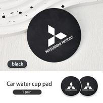 cxdjmy1 For Mitsubishi 2Pcs Car Water Cup Pads suede Anti-Slip Mats Auto Interior Accessories Outlander Pajero Sport Lancer EX ASX L200