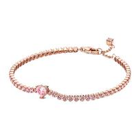 Pandora Sparkling Heart Embellished Tennis Bracelet Women's 580041C01 auksas