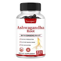 Ashwagandha Root with Ginseng Root Formula - Herbal Extract Supplement for Daily Energy Production, Muscle Support & Immunity 120PCS white