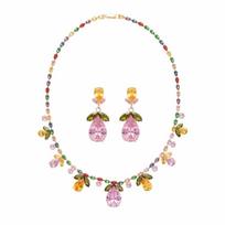 3Pcs Waterdrop Zircon Crystal Necklace Earrings Set Colorful Women Jewelry Suit  Women spalvota