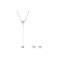 Swarovski Ortyx Classic Versatile Triangle Cut Set Silver White/Rose Gold Necklace Women's 5643730 sidabras