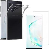 Case for Samsung Galaxy NOTE 10 PLUS + Tempered Glass - Ultra Thin Soft Silicone Protection Screen Protector Film [Phonillico®] skaidri