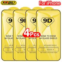 Nnbili 4 peças protetor de tela 9d para iphone 16 17 15 14 13 12 11 pro max vidro protetor para iphone 16e cobertura completa vidro temperado iphone 11 gryna