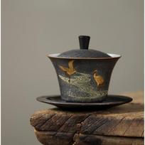 Ceramic Crane Gaiwan Ceramic Handmade Household Kung Fu Tea Set Tea Bowl Tea Cup Tea Maker Tea Ceremony
