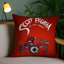 Cartoon S-Scott P-Pilgrim Cushion Cover Soft Short Plush Double-Sided Printing Home Decor Machine Washable Pillow Case Gift Peach skin 18*18(CM)-1Pcs