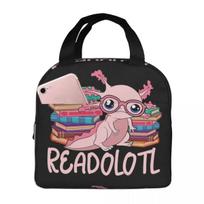 Axolotl Funny Readolotl Salamander Animal Insulated Lunch Bag for Women Cooler Thermal Food Box Tote Lunch Boxes Container One Size