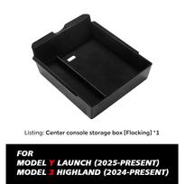 fwujn6 for Tesla Model Y Juniper 2026 Launch Model 3 Highland 2024 Console Armrest Storage box Organizer Flocking ABS with silicone pad